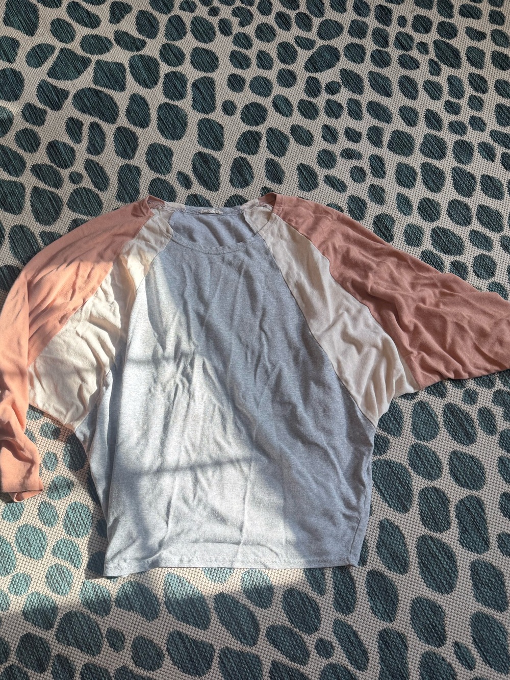 easel Pink and Cream Raglan Short Sleeve Tee